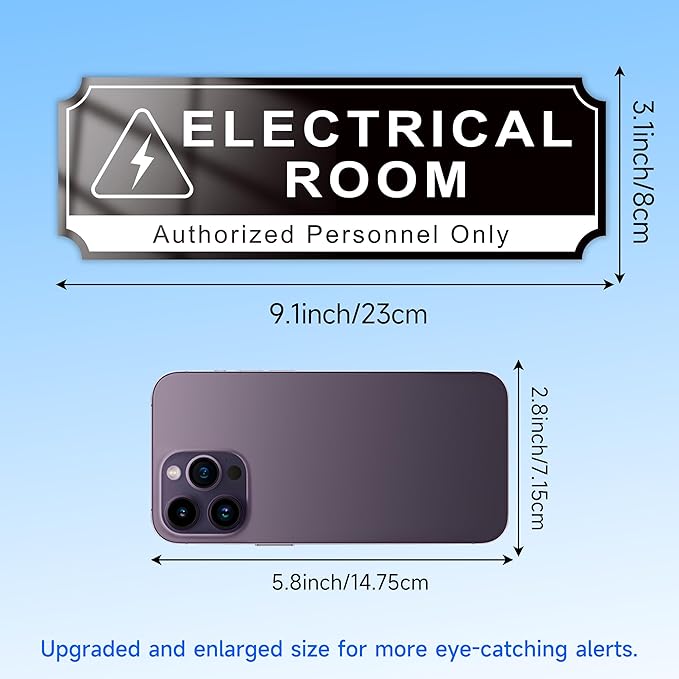 Electrical Room Door Sign for Business，Self-Adhesive Durable Modern Electrical - Image 2