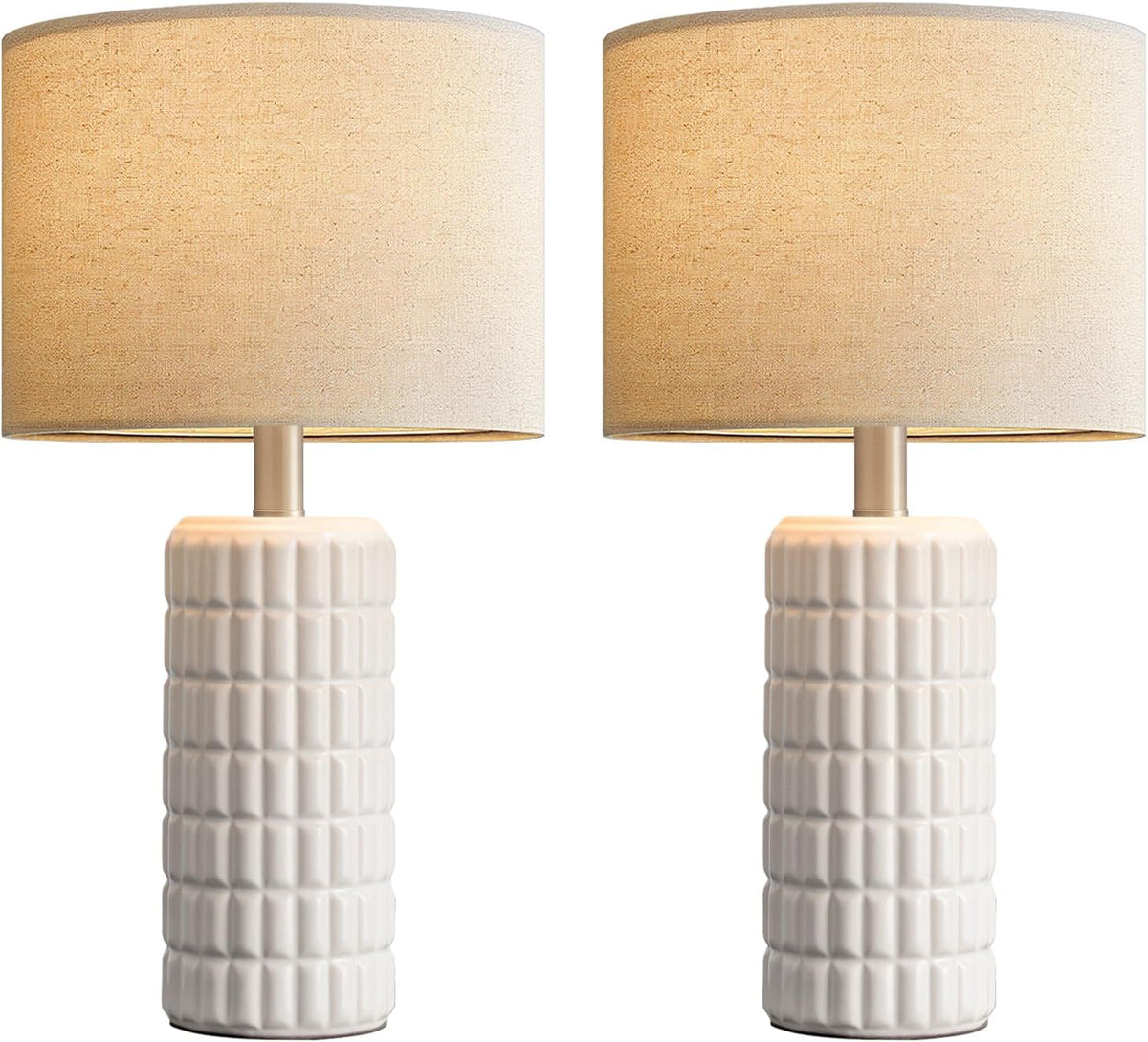 seealle 23" modern ceramic table lamps set of, front angle view