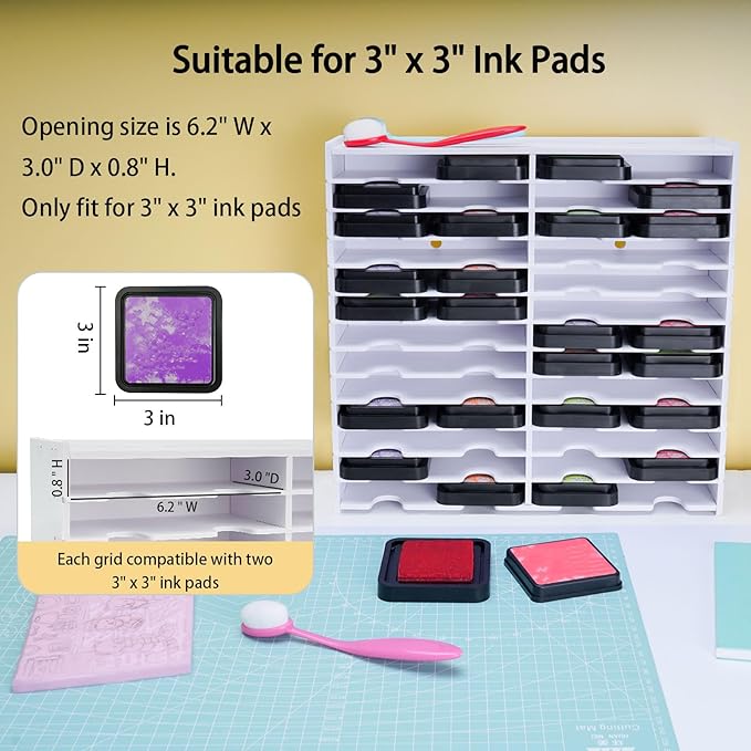 Krafetto 26 Grids Ink Pad Storage Rack, Wall-mountable Stamp Pad Organizer - Image 3