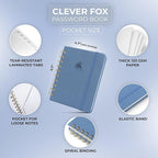 Clever Fox Password Book Spiral – Mini Internet Address & Password Organizer - Image 2