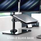 vivo freestanding dual computer monitor and laptop combo, side view