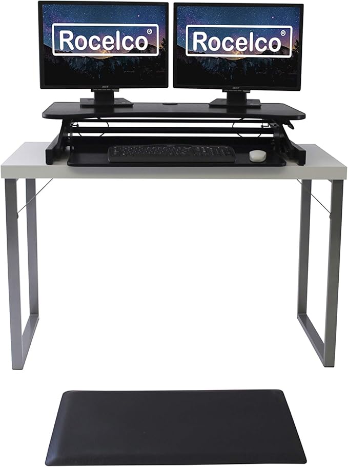 Rocelco 37.5" Deluxe Height Adjustable Standing Desk Converter - Image 3