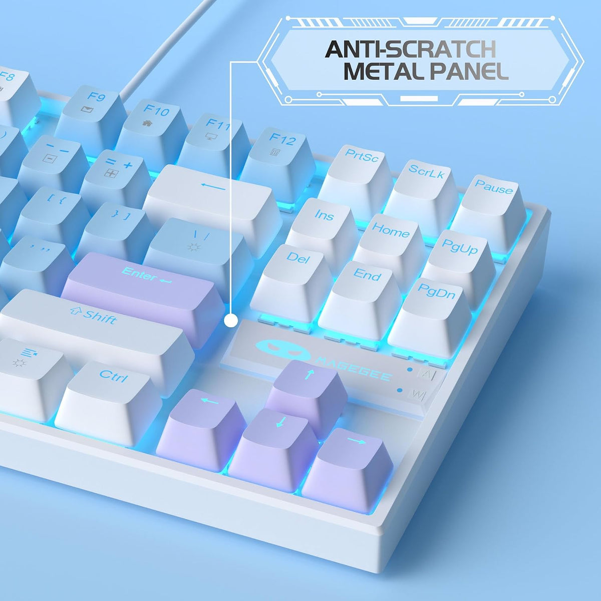 MageGee 75% Mechanical Gaming Keyboard, Blue Switch, LED Blue Backlit, 87 Key...