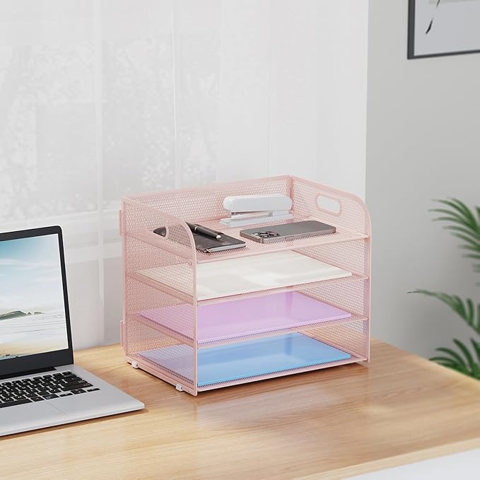 Marbrasse 2 Pack 4 Tier Paper Organizer Letter Tray - Image 7