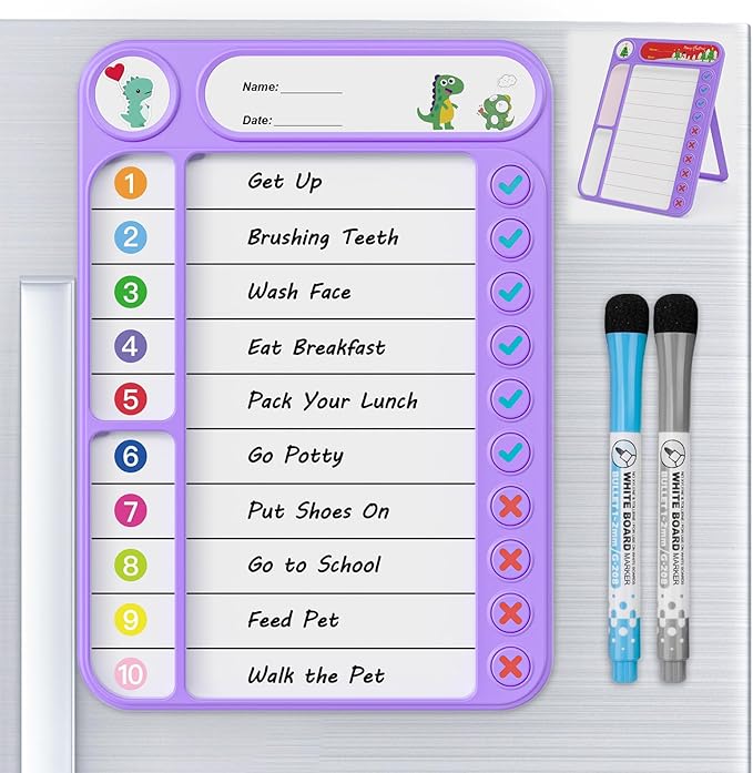Magnetic Chore Chart for Kids, ADHD Task Tracker Easy-Check Routine Dry Erase - Image 7