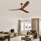 obabala 52 inch ceiling fan no light, wood, front angle view