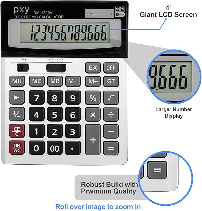 Desk Calculator 12 Digit Extra Large LCD Display, Touch Comfortable - Image 4
