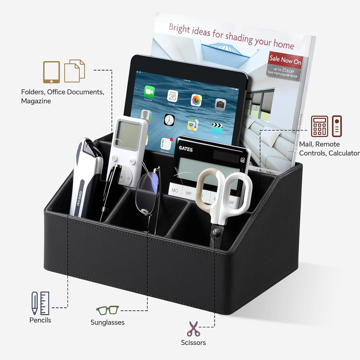Desk Organizer Caddy Nightstand Organizer Desk Caddy Remote Holder