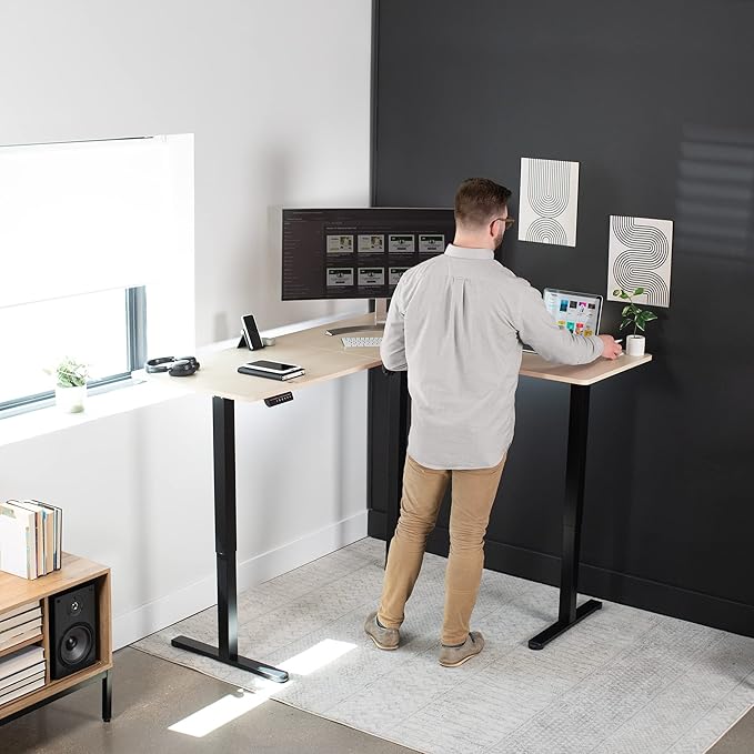 VIVO Electric Corner 63 x 55 inch L-Shaped Standing Desk, Memory Height - Image 2