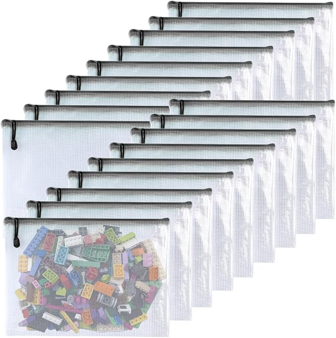 Oaimyy-8 * 10 inchs-18 Pcs-Plastic Mesh Zipper Pouch Document Folders Bag Zip - Image 2