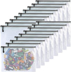 Oaimyy-8 * 10 inchs-18 Pcs-Plastic Mesh Zipper Pouch Document Folders Bag Zip - Image 2