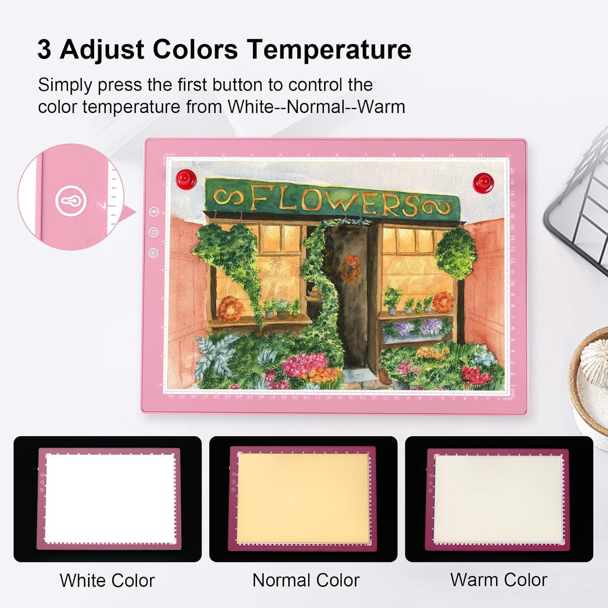 xvv rechargeable tracing board, ultra-thin light pad with showing dimensions