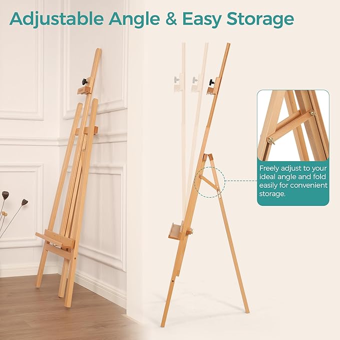 VISWIN Wooden Art Easel for Painting, Adjustable & Foldable Beech Wood Display - Image 3