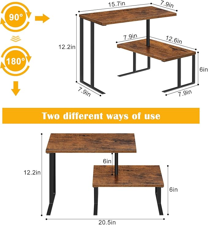 Vrisa Desk Shelf Organizer Rotating Corner Rack 2 Tier Rotating Desktop Shelf - Image 3
