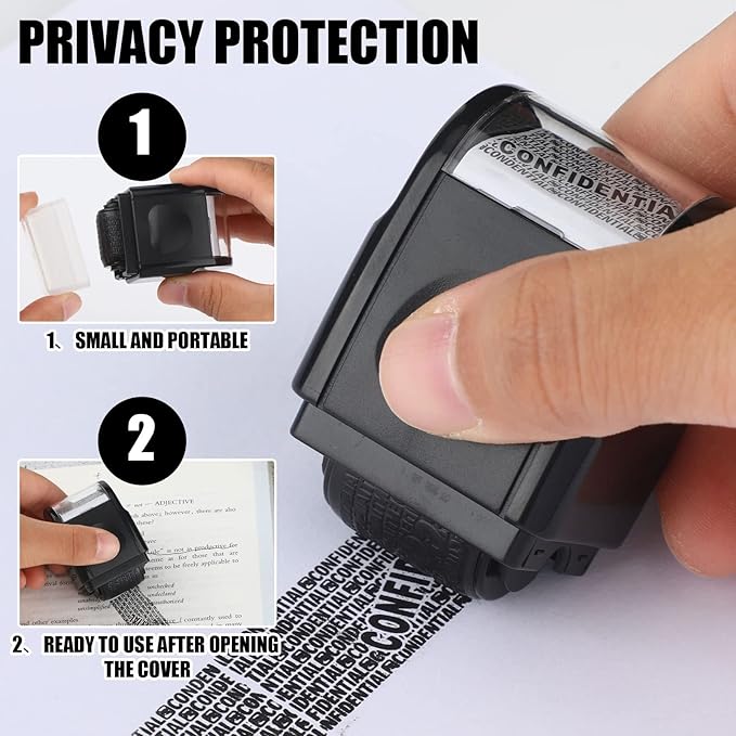 Nezyo 2 Pack Identity Protection Roller Stamp Identity Theft, Confidential - Image 5
