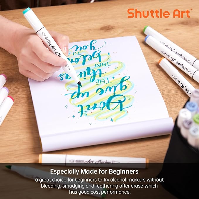 Shuttle Art Marker Pad, 8.3”x7.67” Portable Square Sketchbook, 50 Sheets Marker - Image 3