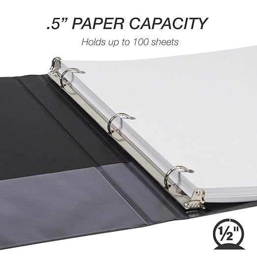 Samsill 0.5 Inch 3 Ring Binder, Made in USA, Economy Round Ring, 100 Sheet - Image 3
