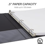 Samsill 0.5 Inch 3 Ring Binder, Made in USA, Economy Round Ring, 100 Sheet - Image 3