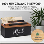 100% Real Wood Mail Organizer for Countertop, Dual-Sided Mail Script Design - Image 4