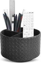 Hennaja Round Leather Art Supply Organizer, Remote Control Holder, 360 Degree by Hennaja