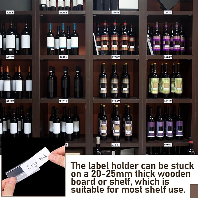 Weysat 250 Pcs Wood Shelf Label Holders Clear Plastic Price Tag 2.4 in L x 1 in - Image 5