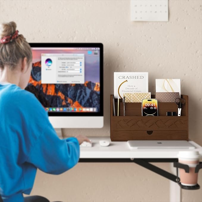 Bamboo Mail Organizer Countertop Desktop - Image 6