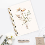 JWVK Retro Neutral Flower Spiral Notebook, Boho Floral Botanical Notebooks - Image 3