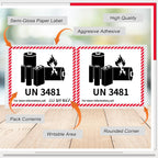 150 Pcs UN3481 Battery Labels Lithium Caution 4.7" X 4.3" | Lithium Ion Transport Caution Labels, Strong Adhesive for Shipping Packages, Fragile Warning Safety Stickers