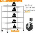 Himimi 60" W Storage Shelves, 5-Tier Wire Shelving - Image 7