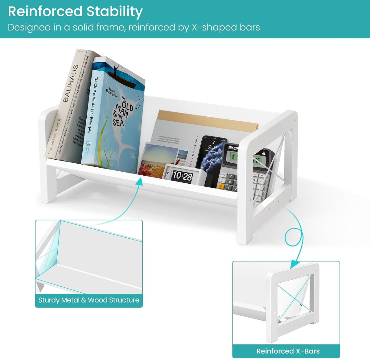 ELITEROO Mini Bookshelf for Desk, Desktop Bookcase, Single Cookbook Shelf, Ta...