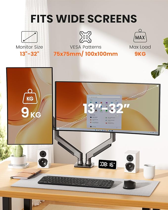 ErGear Dual Monitor Arm, Full Adjustable Monitor Mount - Image 2