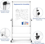 Rolling Whiteboard on Wheels, Double-Sided Magnetic Dry Erase Board - Image 2