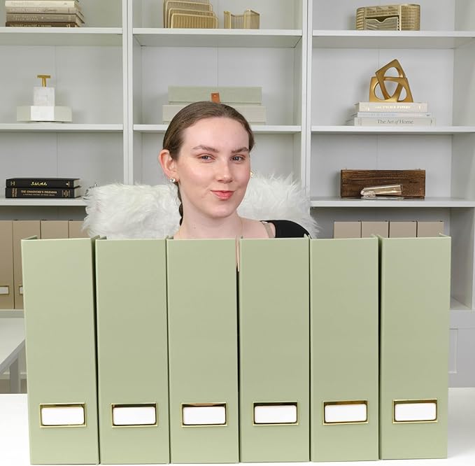 BLU MONACO | Set of 6 Foldable Magazine File Holders in Earth Green | - Image 3