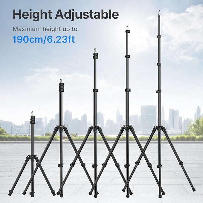 ULANZI Black Aluminum Light Stand, 6.32ft Extendable Tripod - Image 2