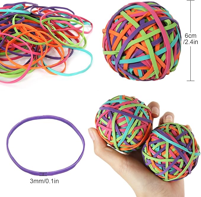 CYEAH 10PCS Colorful Rubber Band Ball, Stationery Holder Band Loops - Image 2