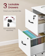 vasagle 3 drawer file cabinet with locks, for, side view