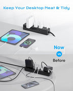 Flat Plug Desk Clamp Power Strip 15FT, 40W Total Fast Charging Station - Image 6