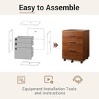 devaise 3 drawer file cabinet, wood under desk, view 9