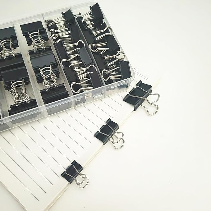 76 Pcs Black Binder Clips Paper Clamps Set Assorted Sizes Large Medium Small - Image 4
