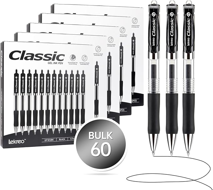Lekreo Classic Retractable Gel Roller Pens, 0.7mm Fine Point by Unknown