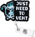 Just Need to Vent Funny Inhaler Badge Reel, Retractable ID Card Badge Holders by BVIIE