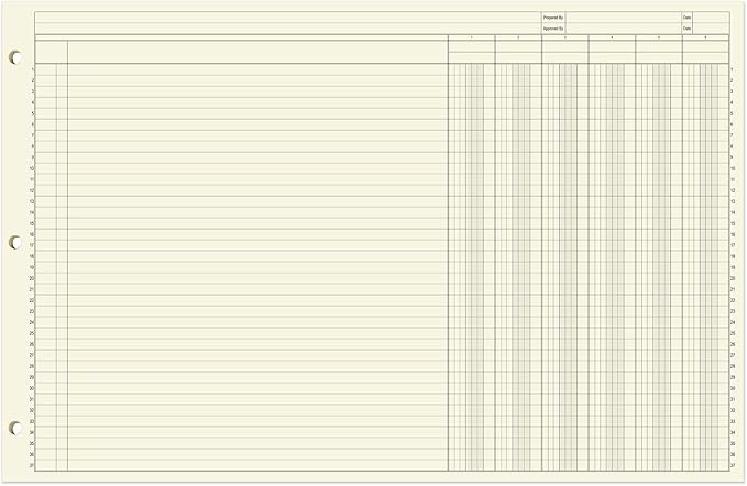 BookFactory Ledger Sheets/Large 6 Column Accounting Ledger Columnar Loose Leaf - Image 2