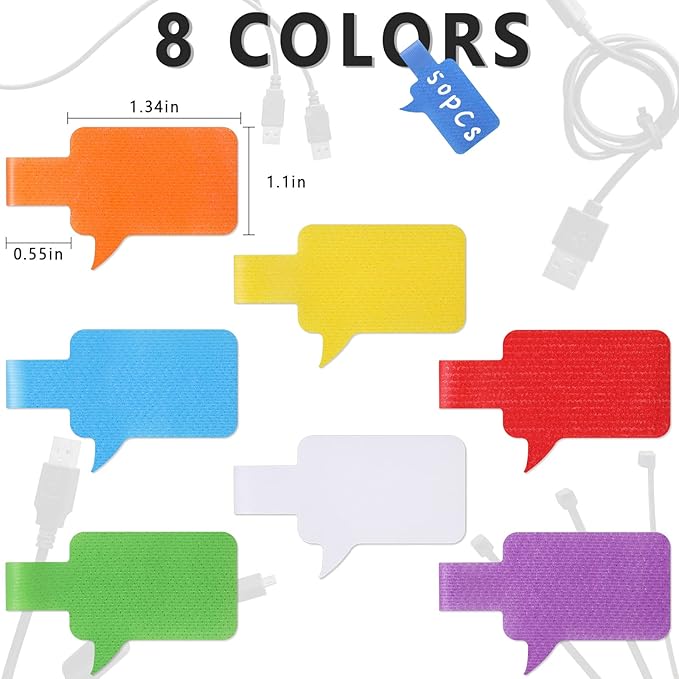 50 Pieces Cable Labels Multi Color Cord Wire Labels, Cable Tags and Wire Tags - Image 2
