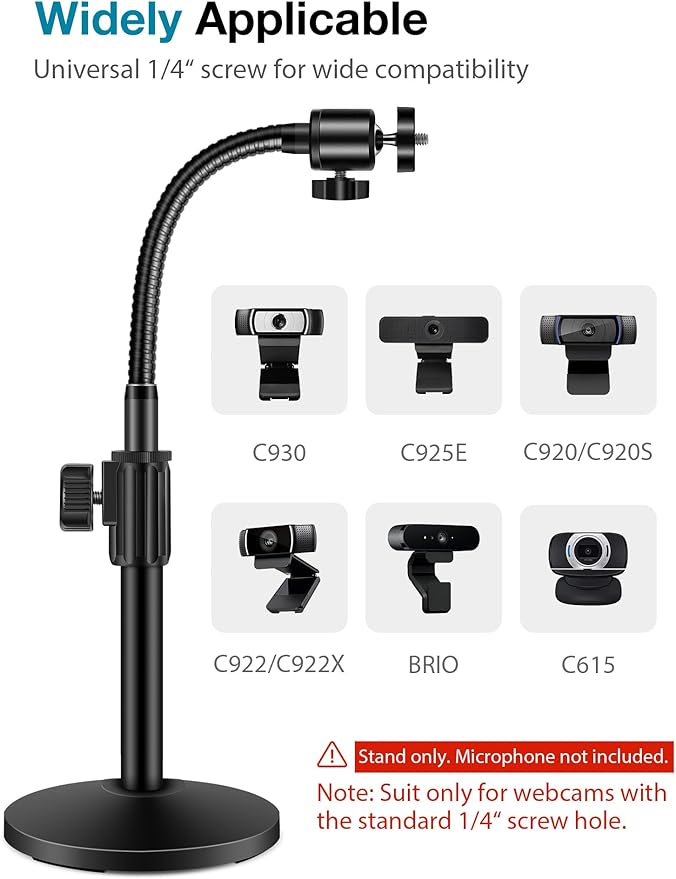 InnoGear Webcam Stand for Desk, Camera Stand Mount Gooseneck Arm for Logitech - Image 2
