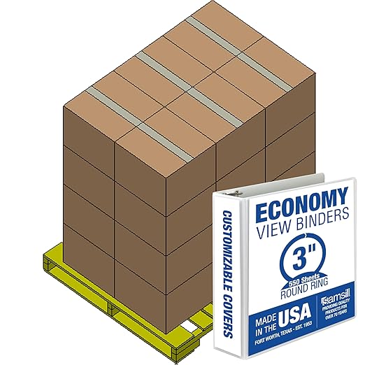 Samsill Economy 3 Inch 3 Ring Binder Bulk Pallet, Made in The USA, Round Ring by Samsill