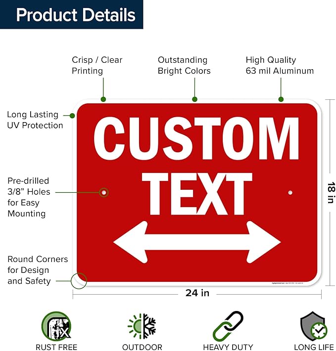 Custom Arrow, Custom Directional Sign, Two way Arrow, 18x24 Inches, Rust Free - Image 6