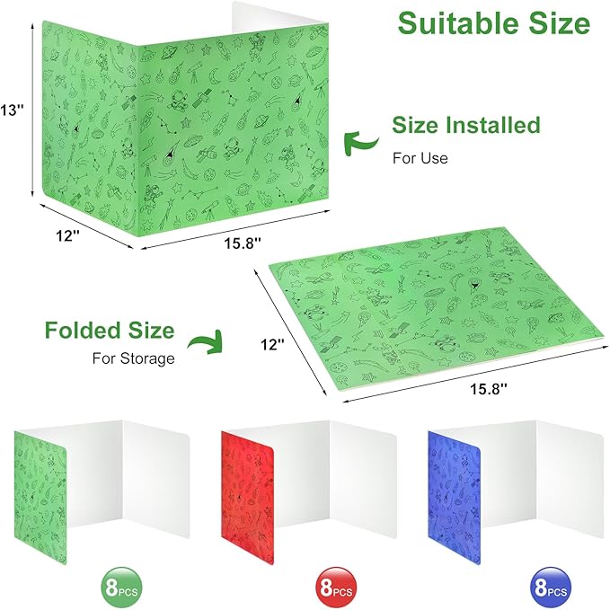 Ubenic 24-Pack Desk Dividers for Students, Space Cardboard Privacy Boards for - Image 2