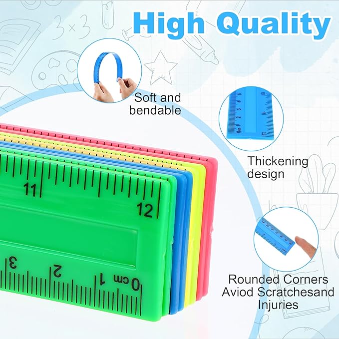 120 Pack Clear Plastic Rulers 12 Inch, Rulers Bulk - Image 3