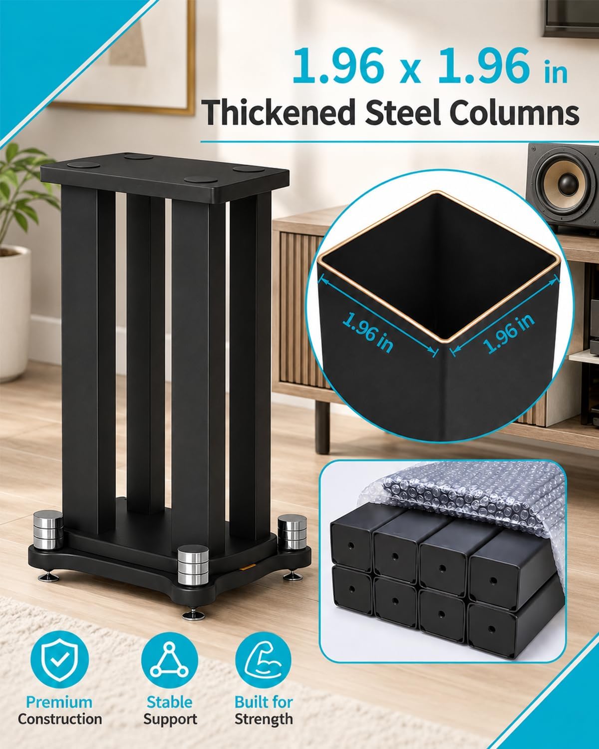 19.6" Bookshelf Speaker Stands Pair, 110 lb Capacity, for Studio Monitors