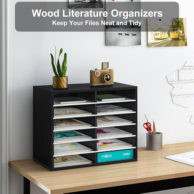 PAG Countertop Mail Sorter Organizer, Wooden Literature Organizer, Student - Image 3
